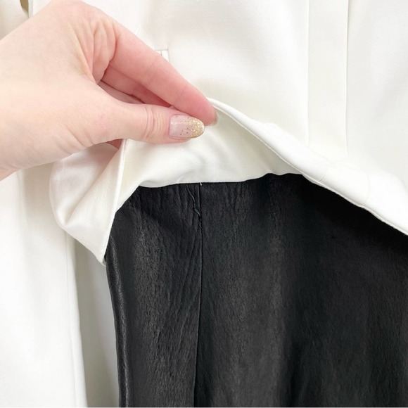 SALLY LAPOINTE Mixed Media Dress White Structure Top Faux Leather Skirt Size 4 - Picture 7 of 16